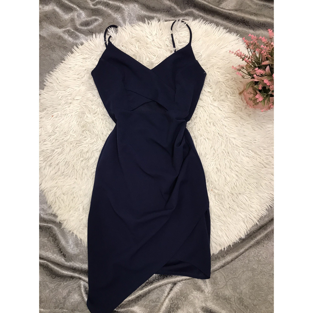 The Vintage Shop Women's Navy Mini Dress Size Small Coctail Party Strappy Mini